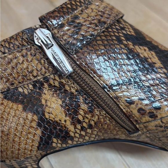 Vince Camuto Tan Snake Print Leather Ankle Booties - Picture 5 of 12